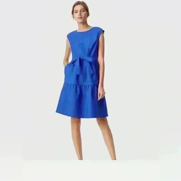NWT Tory Burch Jane Dress Blue Dahlia Cap Sleeve Knee Length Size 10 - Picture 1 of 11